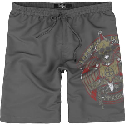 Rock Rebel by EMP - Rock Zwembroek - Swim Shorts With Skull and Sword - S tot M - voor Mannen - grijs