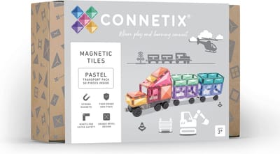CONNETIX - Magnetisch Tegels - Pastel Transportverpakking - 50 Stuks - Magnetisch Speelgoed