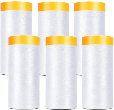 Afdekfolie met tape - Schildersfolie - Stofvrij werken - Zelfklevend - 6 rollen 1.1m x 20m - Transparant