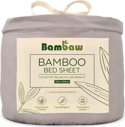 Bambaw Luxe Bamboe Hoeslaken 160x200cm – Ultra ademende stof – Hypoallergeen – Beddengoed - Grijs