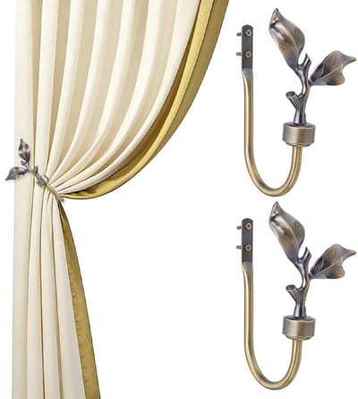 Dailygoods - Bladvormige Gordijn Terughoudingen - Antiek Bronzen Gordijn Haken