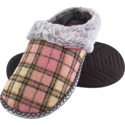 Dunlop - Dames Schattige Gezellige Pluche Geheugenfoam Gebreide Slippers Met Open Hak Muiltjes