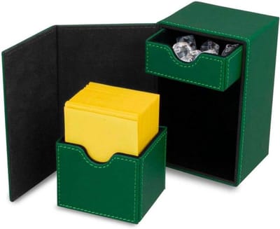 Kaartdoos - Opbergdoos Kaarten - Verzamelen Opslaan - Zijwaarts Laden Ontwerp - 80 Kaarten Capaciteit - Groen