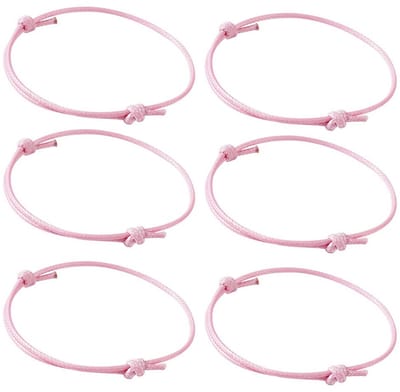 Cosensi - Dailygoods - Set van 50 Verstelbare Vriendschapsarmbanden van Gewaxed Polyester in Roze