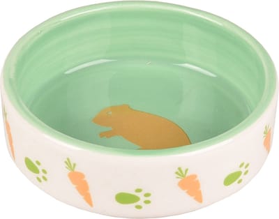 Flamingo Aila - Eet- En Drinkpot Knaagdier - Eetpot Knaagdier Aila Keramisch Wit-groen 8,5x8,5x2,8cm 100ml - 1st - 129657 - 1st
