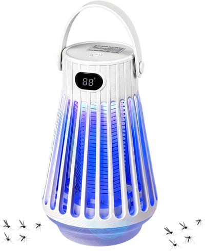 Elektrische insectenverdelger, anti-muggenlamp voor kamperen – muggenlamp met LED-verlichting, elektrische muggenval, USB, 3 verlichtingsmodi, IPx4 waterdicht, 360° UV.L