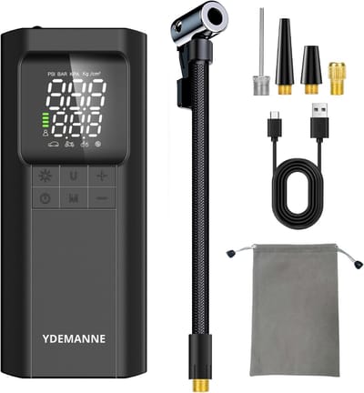 Draagbare Elektrische Fietspomp - 12.000 mAh - Powerbank - Luchtcompressor - Tot 10.3 Bar - Voor Fiets / Auto / Motor / Ballen