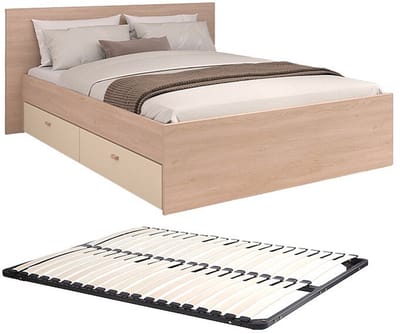 Vente-unique Bedframe hout beige, natuurlijk licht 140 x 190 cm