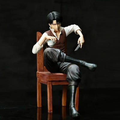 Op Voorraad 19cm Attack On Titan Anime Figuren Levi Ackerman Model Zittende Houding Model Speelgoed Beeldje Gk Figurine Decoratie Cadeaus gray