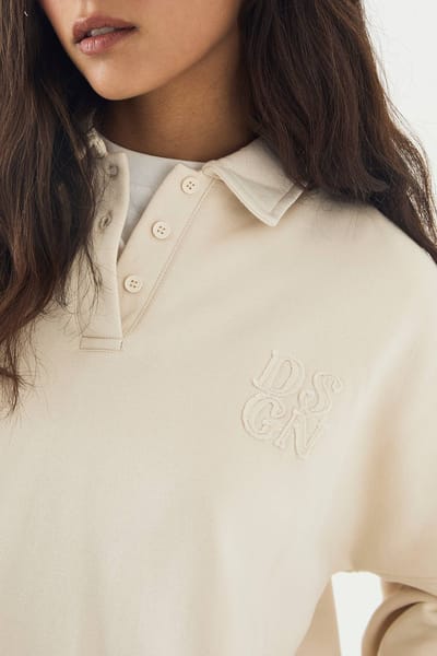 Dames DSGN Studio Sweater met Kraag | Stone | Maat: XL