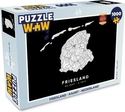 Puzzel Friesland - Kaart - Nederland - Legpuzzel - Puzzel 1000 stukjes volwassenen