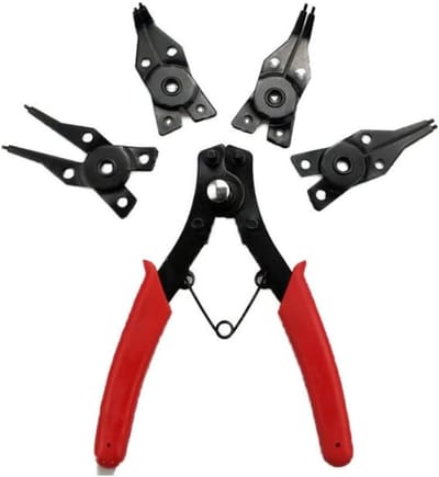 Borgveertang Set - Multifunctionele Tang - Metaalbewerking - Vier Verwisselbare Koppen - 10-50 mm Bereik - Rood