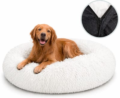 Behave Hondenmand Deluxe - Maat S - 50 cm - Hondenkussen - Hondenbed - Donutmand - Wasbaar - Fluffy - Donut - Wit