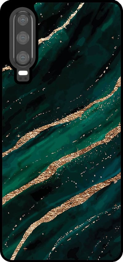 Smartphonica Telefoonhoesje Geschikt voor Huawei P30 met marmer opdruk - TPU backcover case marble design - Groen Goud geschikt voor Huawei P30