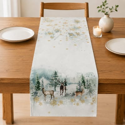 Blazelife Kerstmis Home Bedrukt Velvet textiel Tafelloper - Fluweel - Runner 40*140 - Kersttafelkleed - Elk Sneeuwvlok -Kerstversieringen