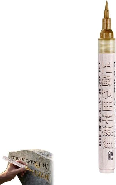 Steen Letterpen - Restauratie Marker - Inscripties Vernieuwen - Weerbestendige Formule - 16 cm - Goud