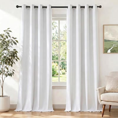 Gordijnen Kant En Klaar Set Van 2, 140x225cm, Gordijnen Verduisterend Met Ringen, Thermische Gordijn, Verduisteringsgordijn, Thermogordijnen, Deurgordijn Voor Slaapkamer Woonkamer, Wit