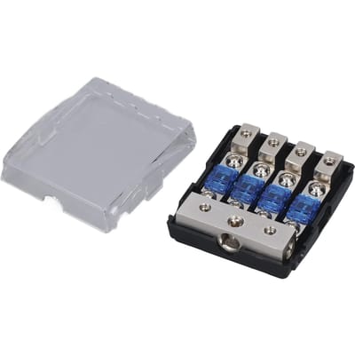Bloc de distribution d'alimentation 60A 1 entrée 4 sorties Porte-fusible audio pour voiture, camping-car, système solaire gray