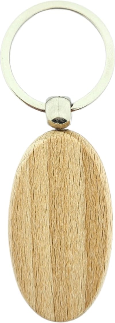 CombiCraft Blanco houten sleutelhanger ovaal 54x30mm - verpakking 50 stuks