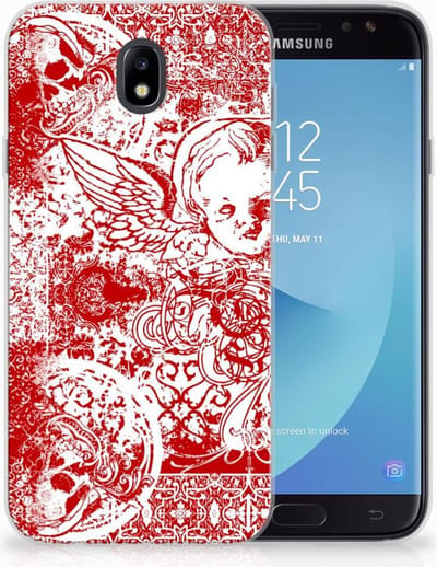 Silicone Back Case Samsung Galaxy J7 2017 | J7 Pro Angel Skull Rood
