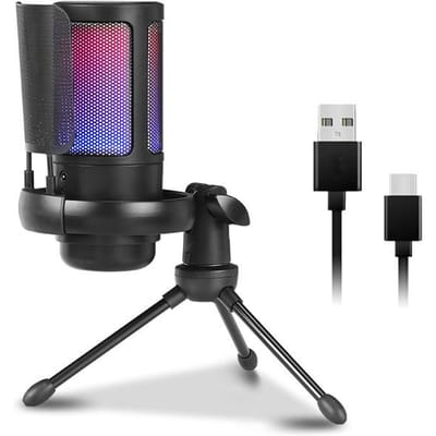Professionele studiomicrofoon ME6S, geschikt voor pc-streaming, gamestreaming, netwerkvideo, zangopnames en game-opnames. Bestand tegen spatwater. zwart