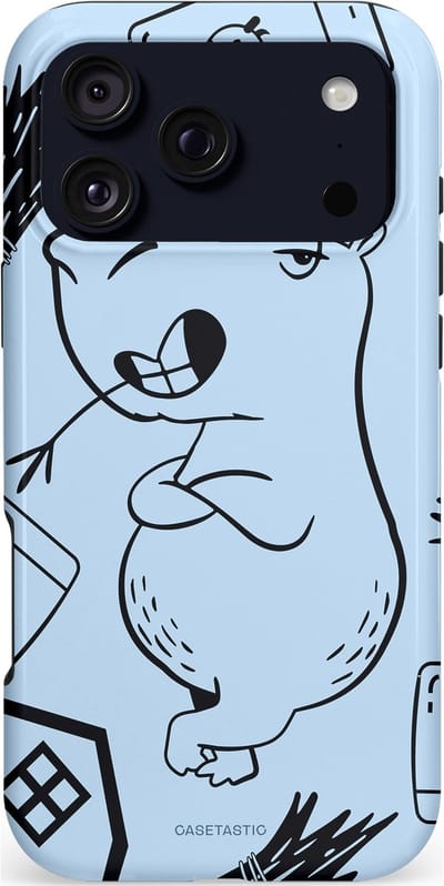 Casetastic hoesje geschikt voor Apple iPhone 17 Pro Max - MagSafe - Dubbellaagse bescherming - Capibara chillen - Fashion Case - Lichtgrijs Donkergrijs Lichtblauw