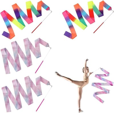 Allecto Plus - Gymnastiekbanden voor kinderen - 2 stuks - 2 meter - Dansbanden - Ritmische sportgymnastiek - Artistieke danstraining