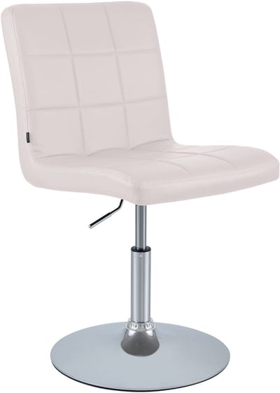 CLP Ricky Eetkamerstoel - Draaibaar & in Hoogte Verstelbaar - Chroom Onderstel - Modern Design - Kunstleer/wit