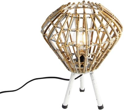 QAZQA diamondcanna - Landelijke Tafellamp - 1 lichts - H 36 cm - Naturel - Woonkamer | Slaapkamer | Keuken