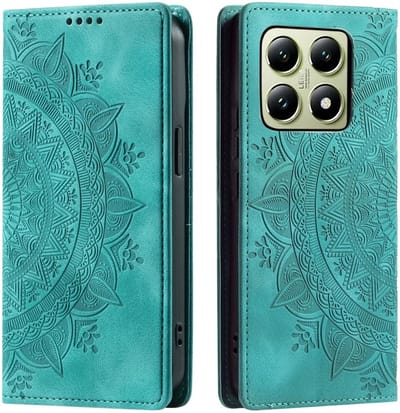 Hoesje Mandala Book Case met Pasjeshouder Groen Geschikt voor Xiaomi 14T