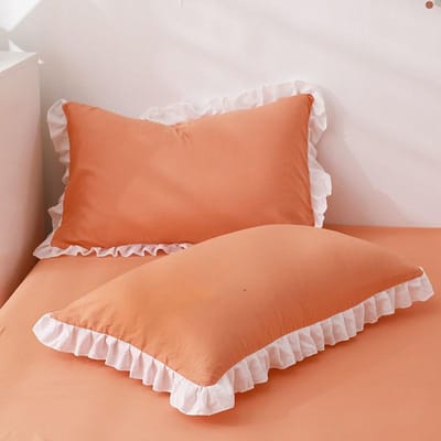 Prinsessenkussenslopen met ruches, kussensloop in verschillende maten, comfortabele kussensloop voor volwassenen en kinderen 1Pcs 48x74cm oranje