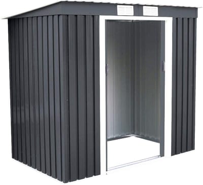 COSTWAY Buiten opslag tuinschuur met schuifdeur gereedschap tuinhuis 213 x 130 x 173cm (Donkergrijs)
