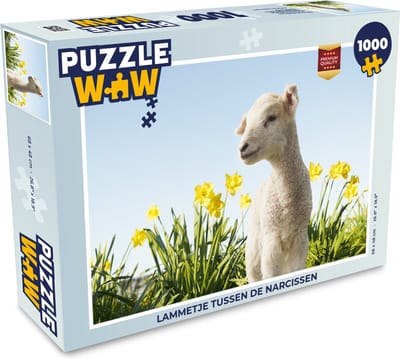 Puzzel Lammetje tussen de narcissen - Legpuzzel - Puzzel 1000 stukjes volwassenen