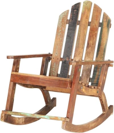 Tuinschommelstoel Hout - Buitenstoel Zetel - Ontspannen Buiten - Uniek Gerecycled Hout - 70x90x97 cm - Meerkleurig