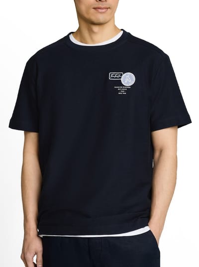 Tom Tailor - T-shirt met borduursel - Maat XL - sky captain blue