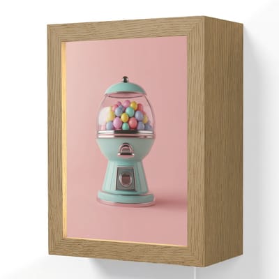 Wandlamp 15x20 cm - Oplaadbaar - Kauwgom - Retro - Snoep - Roze - Wandlampen binnen woonkamer - Slaapkamer lamp met kabel - Decoratieve nachtlamp - Vloerlamp snoer