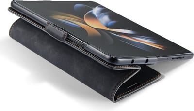 CaseMania Bookcase hoesje geschikt voor Samsung Galaxy Z Fold 6 - Effen Zwart - Kunstleer