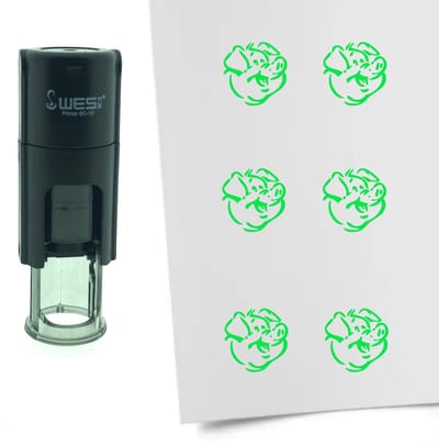 CombiCraft Stempel Varken 10mm rond - groene inkt