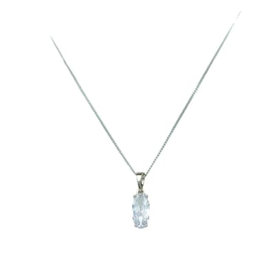 Silver Oval Single Stone Necklace