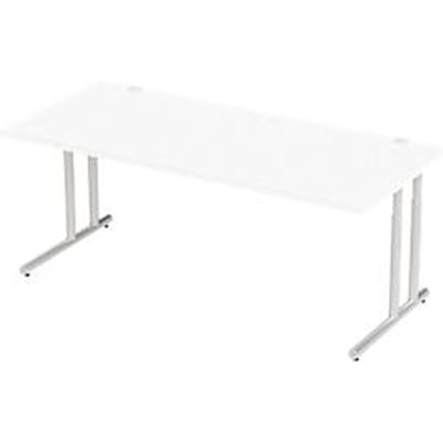 Schäfer Shop Select Desk COMBITEC, rechthoekig, C-poot, B 2000 x D 1000 x H 677-817 mm, wit/wit aluminium
