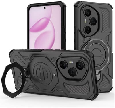 Hoesje geschikt voor Honor 400 Pro | Compatibel met MagSafe / Qi2 | 360° Draaibare Magnetische Standaard | Back Cover Kickstand Ring | Zwart