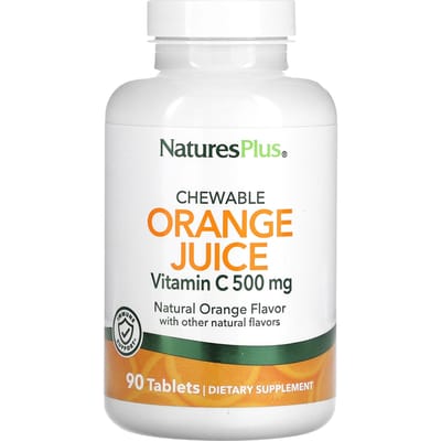 Kauwbaar Sinaasappelsap, Vitamine C, Natuurlijke Sinaasappel, 500mg, 90 Tabletten