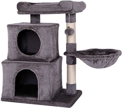 lionto Kattenkrabpaal, 70 cm met ligplekken & speelbal, donkergrijs