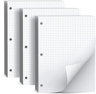 360 Vel A4 Grafiekpapier 4x4 Ruit - 3-Gats Geperforeerd Losbladig Papier voor School en Kantoor