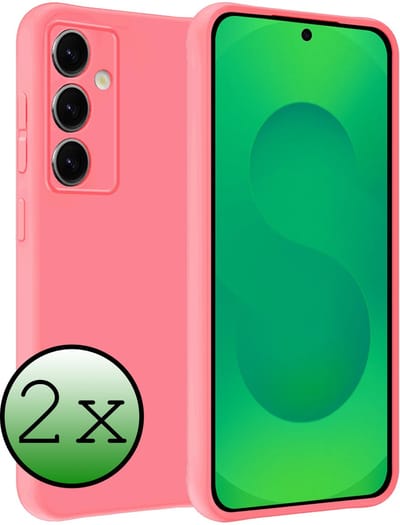 Hoesje 2 Stuks - Geschikt voor Samsung Galaxy S25 FE - Sterk & Shockproof - Case Siliconen - Back Cover - Telefoon Hoes - Lichtroze
