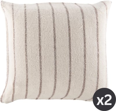 Tiseco - Kussen ALMA (gevuld) - SET/2 - gestreept - 45x45 cm, taupe