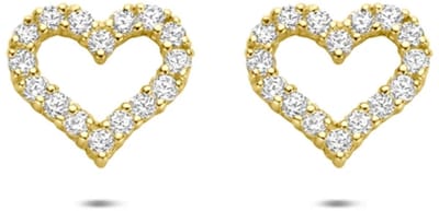 9K Geelgouden 9k oorknoppen hart zirkonia 7 mm - 8000268