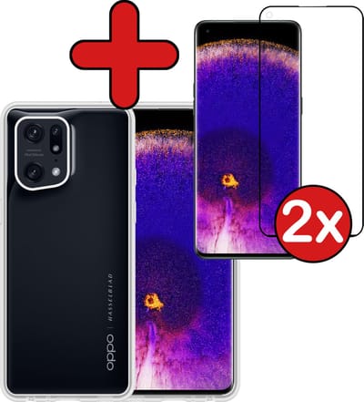 Hoesje - Met Screenprotector - 2 Stuks - Geschikt voor OPPO Find X5 - Sterk & Shockproof - Back Cover - Siliconen Case - Telefoon Hoes - Shock Proof - Telefoonhoes - Transparant