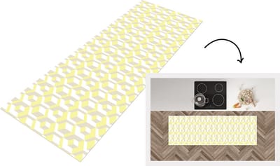 Keukenloper - Loper keuken - Blokken - Patronen - 3D - Geel - 150x50 cm - Keukenloper vinyl