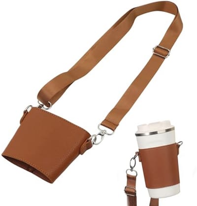 SnelShoppen - Bottle Holder met Schouderriem, Verstelbare Strap voor Waterfles met Tas, Carabiner Ketting, Geschikt voor Sport, Buiten, Fietsen, Trekk